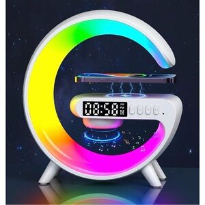 Colorful LED Alarm Clock with Wireless Charging